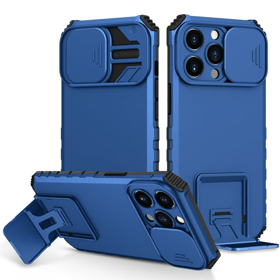 JTCASES for iPhone 12 Pro Max Case, Sliding Camera Cover & Foldable Kickstand Shockproof Corners Anti-fall Rugged Anti-slip PC TPU Heavy Duty Protective Hybitd Shell - Blue