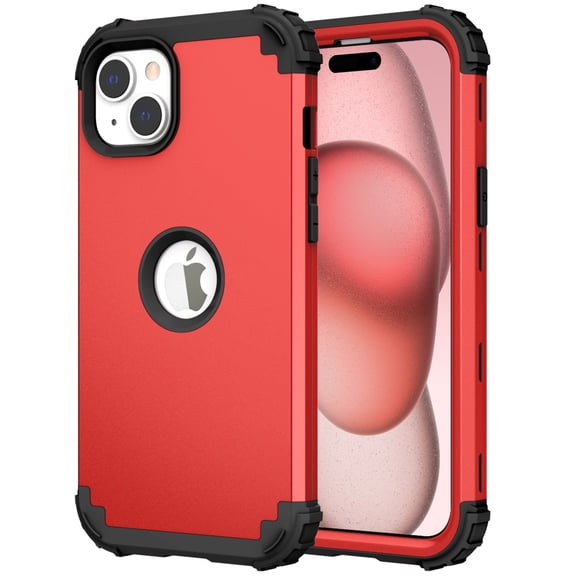 JTCASES for iPhone 13 Case, Drop Resistant Corners, Wireless Charging, Heavy Duty Shockproof Hybrid Hard PC Bumper, Camera Protection, Skin-feel Anti-scratch Tough Phone Cover for iPhone 13, Red