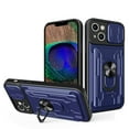 thumbnail image 1 of JTCASES for iPhone 13 Case, Slide Camera Window + Card Slot + Rotating Ring Bracket TPU Soft Shell & PC Backplane Car Mount Hybird Heavy Duty Shockproof Shell, Blue, 1 of 15