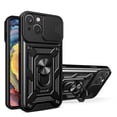 thumbnail image 1 of JTCASES for iPhone 13 Case with Sliding Lens Window Magnetic Car Mount Rotating Kickstand Hybird 3-layer Non-slipping Military-grade Protection Shell, Black, 1 of 10