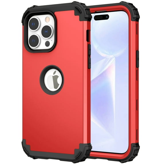 JTCASES for iPhone 13 Pro Case, Drop Resistant Corners, Wireless Charging, Heavy Duty Shockproof Hybrid Hard PC Bumper, Camera Protection, Skin-feel Anti-scratch Tough Phone Cover, Red