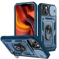 thumbnail image 1 of JTCASES for iPhone 14 Plus Case, Sliding Camera Cover+ Rotating Ring Kickstand + Magnetic Car Mount + Inside Card Holder, Bracket Shockproof Frame Anti-drop PC TPU Heavy Duty Protection, Darkblue, 1 of 11