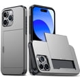 thumbnail image 1 of JTCASES for iPhone 14 Pro Case with Hidden Card Slot[Up to 2] Shockproof Silicone Bumper Rugged Cover Drop Resistant Slim Hybird for iPhone 14 Pro Anti-scratch, Gray, 1 of 9