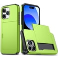 thumbnail image 1 of JTCASES for iPhone 14 Pro Case with Hidden Card Slot[Up to 2] Shockproof Silicone Bumper Rugged Cover Drop Resistant Slim Hybird for iPhone 14 Pro Anti-scratch, Green, 1 of 9