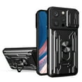 thumbnail image 1 of JTCASES for iPhone 14 Pro Case, Slide Camera Window + Card Slot + Rotating Ring Bracket TPU Soft Shell & PC Backplane Car Mount Hybird Heavy Duty Shockproof Shell, Black, 1 of 13