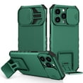 thumbnail image 1 of JTCASES for iPhone 14 Pro Case, Sliding Camera Cover & Foldable Kickstand Shockproof Corners Anti-fall Rugged Anti-slip PC TPU Heavy Duty Protective Hybitd Shell - Darkgreen, 1 of 12