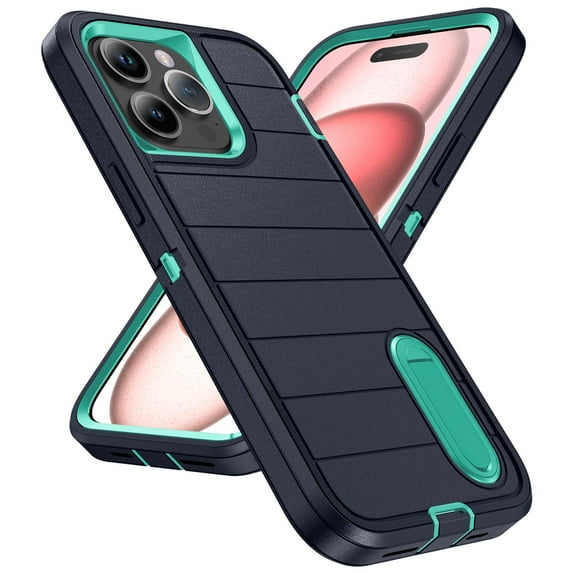 JTCASES for iPhone 14 Pro Max Case, iPhone 14 Pro Max Case with Built in Kickstand, Shockproof/DropProof Military Grade Protective Cover for iPhone 14 Pro Max 6.7" 2022, Darkblue/Mint