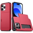 thumbnail image 1 of JTCASES for iPhone 14 Pro Max Case with Hidden Card Slot[Up to 2] Shockproof Silicone Bumper Rugged Cover Drop Resistant Slim Hybird for iPhone 14 Pro Max Anti-scratch, Red, 1 of 9
