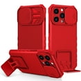 thumbnail image 1 of JTCASES for iPhone 14 Pro Max Case, Sliding Camera Cover & Foldable Kickstand Shockproof Corners Anti-fall Rugged Anti-slip PC TPU Heavy Duty Protective Hybitd Shell - Red, 1 of 12