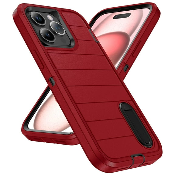 JTCASES for iPhone 14 Pro Max Case, iPhone 14 Pro Max Case with Built in Kickstand, Shockproof/DropProof Military Grade Protective Cover for iPhone 14 Pro Max 6.7" 2022, Red/Black