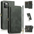 thumbnail image 1 of JTCASES for iPhone 14 Pro Wallet Case, Detachable Back Magnetic Closure 2-in-1 Shockproof Purse Cover with Card Slots, Faux PU Leather Flip Stand Wristlet Strap Shockproof Cover, Green, 1 of 7