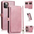 thumbnail image 1 of JTCASES for iPhone 14 Pro Wallet Case, Detachable Back Magnetic Closure 2-in-1 Shockproof Purse Cover with Card Slots, Faux PU Leather Flip Stand Wristlet Strap Shockproof Cover, Rosegold, 1 of 7