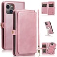 thumbnail image 1 of JTCASES for iPhone 14 Wallet Case, Detachable Back Magnetic Closure 2-in-1 Shockproof Purse Cover with Card Slots, Faux PU Leather Flip Stand Wristlet Strap Shockproof Cover for iPhone 14, Rosegold, 1 of 8