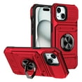 thumbnail image 1 of JTCASES for iPhone 15 Case with Card Holder, Rotating Kickstand Car Mount Heavy Duty Shockproof Hybrid Rugged Drop Protective Cover for Women Men Girls 6.1 inch, Red, 1 of 9