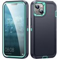 thumbnail image 1 of JTCASES for iPhone 15 Case, Shockproof Anti-drop PC Frame Anti-slip Strip Silicone Back Shell Rugged Anti-scratch for iPhone 15 (6.1" 2023) - Black+Green, 1 of 8