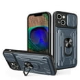 thumbnail image 1 of JTCASES for iPhone 15 Case, Slide Camera Window + Card Slot + Rotating Ring Bracket TPU Soft Shell & PC Backplane Car Mount Hybird Heavy Duty Shockproof Shell, Gray, 1 of 15
