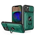thumbnail image 1 of JTCASES for iPhone 15 Case, Slide Camera Window + Card Slot + Rotating Ring Bracket TPU Soft Shell & PC Backplane Car Mount Hybird Heavy Duty Shockproof Shell, Green, 1 of 15