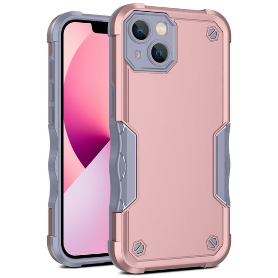 JTCASES for iPhone 15 Case, Support Wireless Charging Non-slipping 2-Layer Shockproof Drop Resistant Lens Protection Heavy Duty Protective Slim Shell, Rosegold