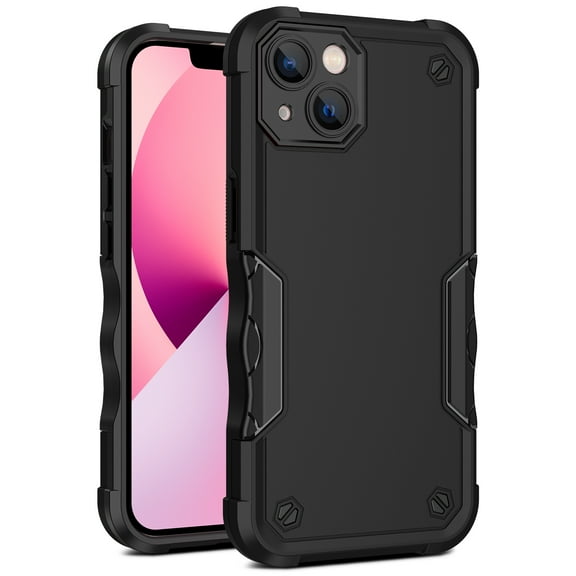 JTCASES for iPhone 15 Case, Support Wireless Charging Non-slipping 2-Layer Shockproof Drop Resistant Lens Protection Heavy Duty Protective Slim Shell, Black