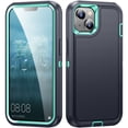 thumbnail image 1 of JTCASES for iPhone 15 Plus Case, Shockproof Anti-drop PC Frame Anti-slip Strip Silicone Back Shell Rugged Anti-scratch for iPhone 15 Plus (6.7" 2023) - Black+Green, 1 of 8