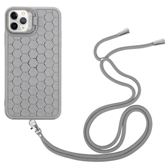 JTCASES for iPhone 15 Pro Case with Adjustable Lanyard Strap, Soft Silicone Shockproof Magnetic Protective Bumper Back Cover with Kickstand for iPhone 15 Pro 6.1" 2023, Gray
