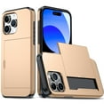 thumbnail image 1 of JTCASES for iPhone 15 Pro Case with Hidden Card Slot[Up to 2] Shockproof Silicone Bumper Rugged Cover Drop Resistant Slim Hybird for iPhone 15 Pro Anti-scratch, Gold, 1 of 9