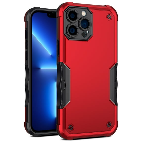 JTCASES for iPhone 15 Pro Case, Support Wireless Charging Non-slipping 2-Layer Shockproof Drop Resistant Lens Protection Heavy Duty Protective Slim Shell, Red