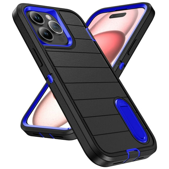 JTCASES for iPhone 15 Pro Max Case, iPhone 15 Pro Max Case with Built in Kickstand, Shockproof/DropProof Military Grade Protective Cover for iPhone 15 Pro Max 6.7" 2023, Darkblue/Darkblue