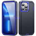 thumbnail image 1 of JTCASES for iPhone 15 Pro Max Case, Shockproof Anti-drop PC Frame Anti-slip Strip Silicone Back Shell Rugged Anti-scratch for iPhone 15 Pro Max (6.7" 2023) - Black+Blue, 1 of 8