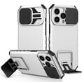 thumbnail image 1 of JTCASES for iPhone 15 Pro Max Case, Sliding Camera Cover & Foldable Kickstand Shockproof Corners Anti-fall Rugged Anti-slip PC TPU Heavy Duty Protective Hybitd Shell - White, 1 of 12