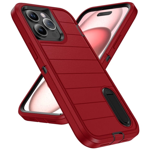 JTCASES for iPhone 15 Pro Max Case, iPhone 15 Pro Max Case with Built in Kickstand, Shockproof/DropProof Military Grade Protective Cover for iPhone 15 Pro Max 6.7" 2023, Red/Black