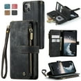 thumbnail image 1 of JTCASES for iPhone 15 Wallet Case with Zipper Purse Card Holders Flip Stand Wrist Strap Magnetic Closure PU Leather Anti-scracth Support Wireless Charging Drop Resistant BUsiness Shell, Black, 1 of 10