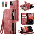 thumbnail image 1 of JTCASES for iPhone 15 Wallet Case with Zipper Purse Card Holders Flip Stand Wrist Strap Magnetic Closure PU Leather Anti-scracth Support Wireless Charging Drop Resistant BUsiness Shell, Red, 1 of 10
