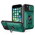 thumbnail image 1 of JTCASES for iPhone 6/6S Case, Slide Camera Window + Card Slot + Rotating Ring Bracket TPU Soft Shell & PC Backplane Car Mount Hybird Heavy Duty Shockproof Shell, Green, 1 of 11