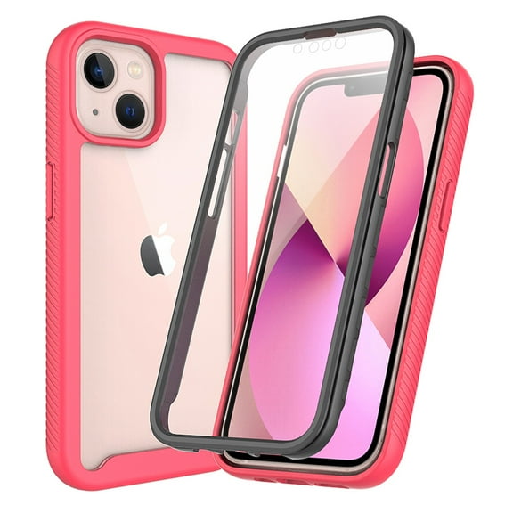 JTCASES for iPhone 7 / 8 / SE 2022 & 2020 Case with Built-in Screen Protector, 2-Layer Shockproof Back Shell Rugged PC Soft Silicone Bumper Drop Resistant Transparent No-slip Cover, Pink