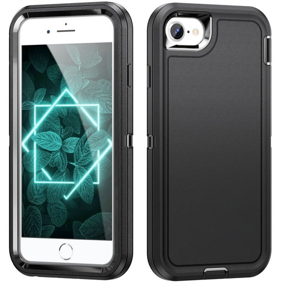 JTCASES for iPhone 7 / 8 / SE 2022 & 2020 Case, Shockproof Anti-drop PC Frame Anti-slip Strip Silicone Back Shell Rugged Anti-scratch for iPhone 7 / 8 / SE 2022 & 2020 (4.7") - Black