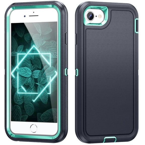JTCASES for iPhone 7 / 8 / SE 2022 & 2020 Case, Shockproof Anti-drop PC Frame Anti-slip Strip Silicone Back Shell Rugged Anti-scratch for iPhone 7 / 8 / SE 2022 & 2020 (4.7") - Black+Green