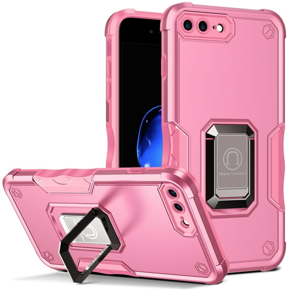 JTCASES for iPhone 7 / 8 / SE 2022 & 2020 Case, Support Magnetic Car Mount Adjustable Bracket Non-slipping 2-Layer Shockproof Drop Resistant Heavy Duty Protective Slim Shell, Pink