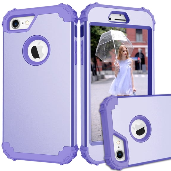 JTCASES for iPhone 7 Plus/8 Plus Case, Drop Resistant Corners, Wireless Charging, Heavy Duty Shockproof Hybrid Hard PC Bumper, Camera Protection, Skin-feel Anti-scratch Tough Cover, Lightpurple
