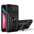 thumbnail image 1 of JTCASES for iPhone 7 Plus/8 Plus Case, Slide Camera Window + Card Slot + Rotating Ring Bracket TPU Soft Shell & PC Backplane Car Mount Hybird Heavy Duty Shockproof Shell, Black, 1 of 9
