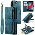 thumbnail image 1 of JTCASES for iPhone 7 Plus/ iPhone 8 Plus Wallet Case, Zipper Purse Card Holders Flip Stand Wrist Strap Magnetic Closure PU Leather Anti-scracth Support Wireless Charging Drop Resistant Shell, Blue, 1 of 10