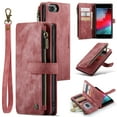 thumbnail image 1 of JTCASES for iPhone 7 Plus/ iPhone 8 Plus Wallet Case, Zipper Purse Card Holders Flip Stand Wrist Strap Magnetic Closure PU Leather Anti-scracth Support Wireless Charging Drop Resistant Shell,  Red, 1 of 10