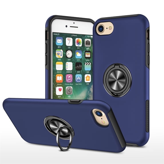 JTCASES for iPhone 8 Plus/7 Plus Case, Car Mount Bracket 2-layer Hybird Shockproof PC TPU Anti-fall Slim Fit Lightweight Magnetic Cover for iPhone 7 / 8 / SE, Blue