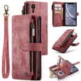 thumbnail image 1 of JTCASES for iPhone X Wallet Case with Zipper Purse Card Holders Flip Stand Wrist Strap Magnetic Closure PU Leather Anti-scracth Support Wireless Charging Drop Resistant BUsiness Shell, Red, 1 of 10