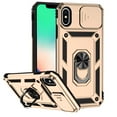 thumbnail image 1 of JTCASES for iPhone X/XS Case, Heavy Duty Protection Magnetic Car Mount Rotating Stand [Slide Camera Window] Rugged Shockproof Anti-fall Shell for iPhone X/XS, Gold, 1 of 7