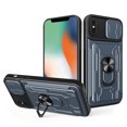 thumbnail image 1 of JTCASES for iPhone X/XS Case, Slide Camera Window + Card Slot + Rotating Ring Bracket TPU Soft Shell & PC Backplane Car Mount Hybird Heavy Duty Shockproof Shell, Gray, 1 of 11