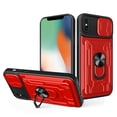 thumbnail image 1 of JTCASES for iPhone X/XS Case, Slide Camera Window + Card Slot + Rotating Ring Bracket TPU Soft Shell & PC Backplane Car Mount Hybird Heavy Duty Shockproof Shell, Red, 1 of 11