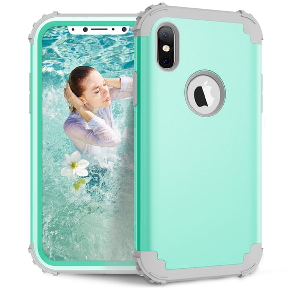 JTCASES for iPhone X/iPhone XS Case, Drop Resistant Corners, Wireless Charging, Heavy Duty Shockproof Hybrid Hard PC Bumper, Camera Protection, Skin-feel Anti-scratch Tough Cover, Green