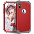 thumbnail image 1 of JTCASES for iPhone X/iPhone XS Case, Drop Resistant Corners, Wireless Charging, Heavy Duty Shockproof Hybrid Hard PC Bumper, Camera Protection, Skin-feel Anti-scratch Tough Cover, Red, 1 of 7