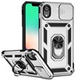 thumbnail image 1 of JTCASES for iPhone XR Case, Heavy Duty Protection Magnetic Car Mount Rotating Stand [Slide Camera Window] Rugged Shockproof Anti-fall Shell for iPhone XR, Silver, 1 of 7